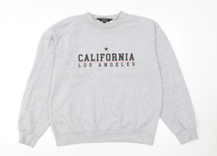 Lipsy Women Grey California Los Angeles Crew Neck Sweatshirt Size S