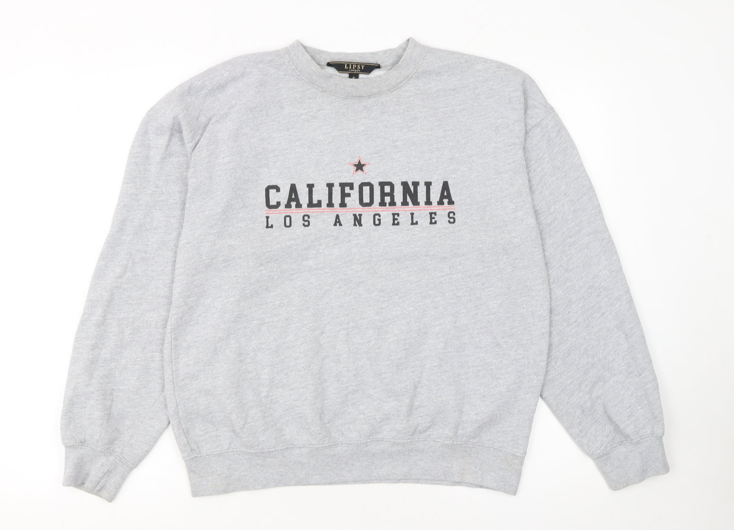 Lipsy Women Grey California Los Angeles Crew Neck Sweatshirt Size S