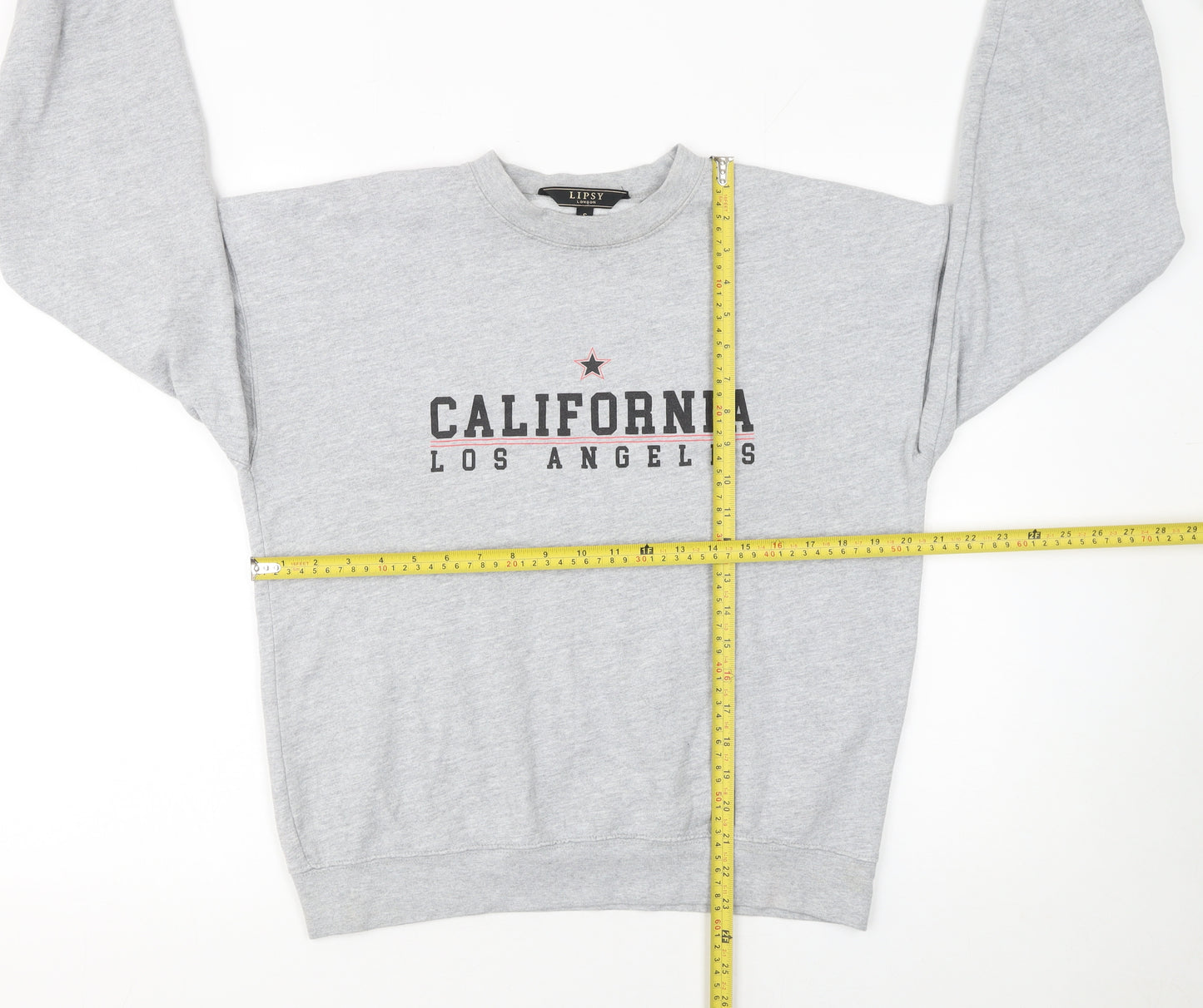 Lipsy Women Grey California Los Angeles Crew Neck Sweatshirt Size S