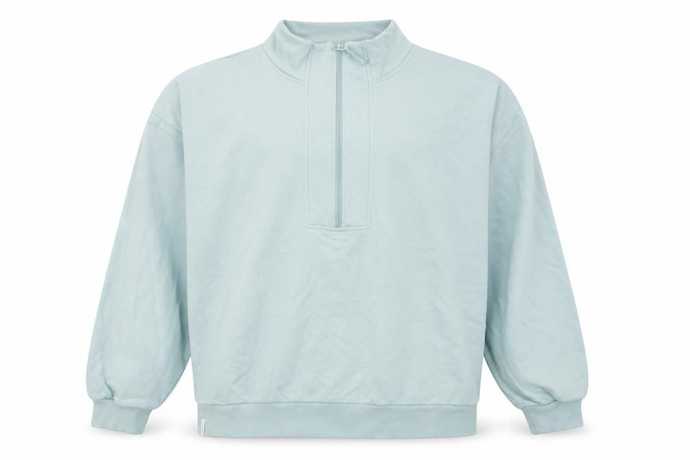 Front view of Bekkin Men's Blue 2XL Half Zip Sweatshirt Long Sleeve Regular Fit