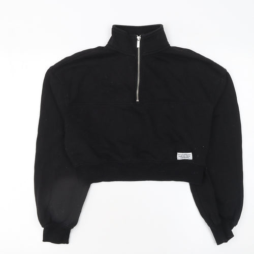 H&M Divided Women’s Black XS Half Zip Cropped Sweatshirt