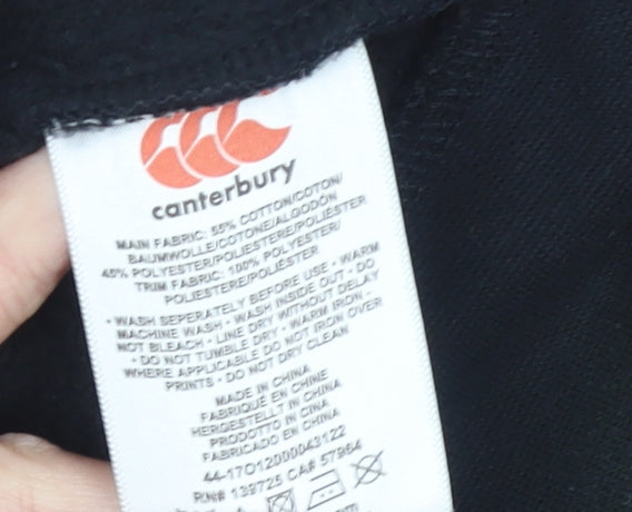Canterbury Boys Black Full Zip Rugby Hoodie IRFU 14 Years