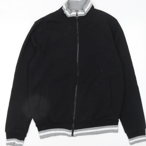 KOMBLEN Mens Black Medium Varsity Jacket Full Zip Cotton Blend