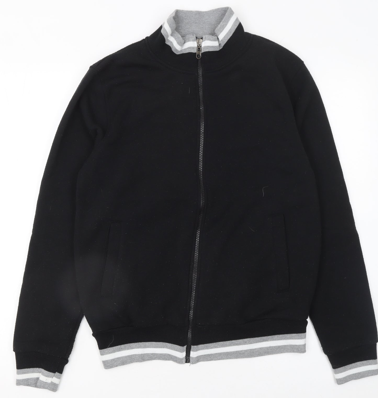 KOMBLEN Mens Black Medium Varsity Jacket Full Zip Cotton Blend