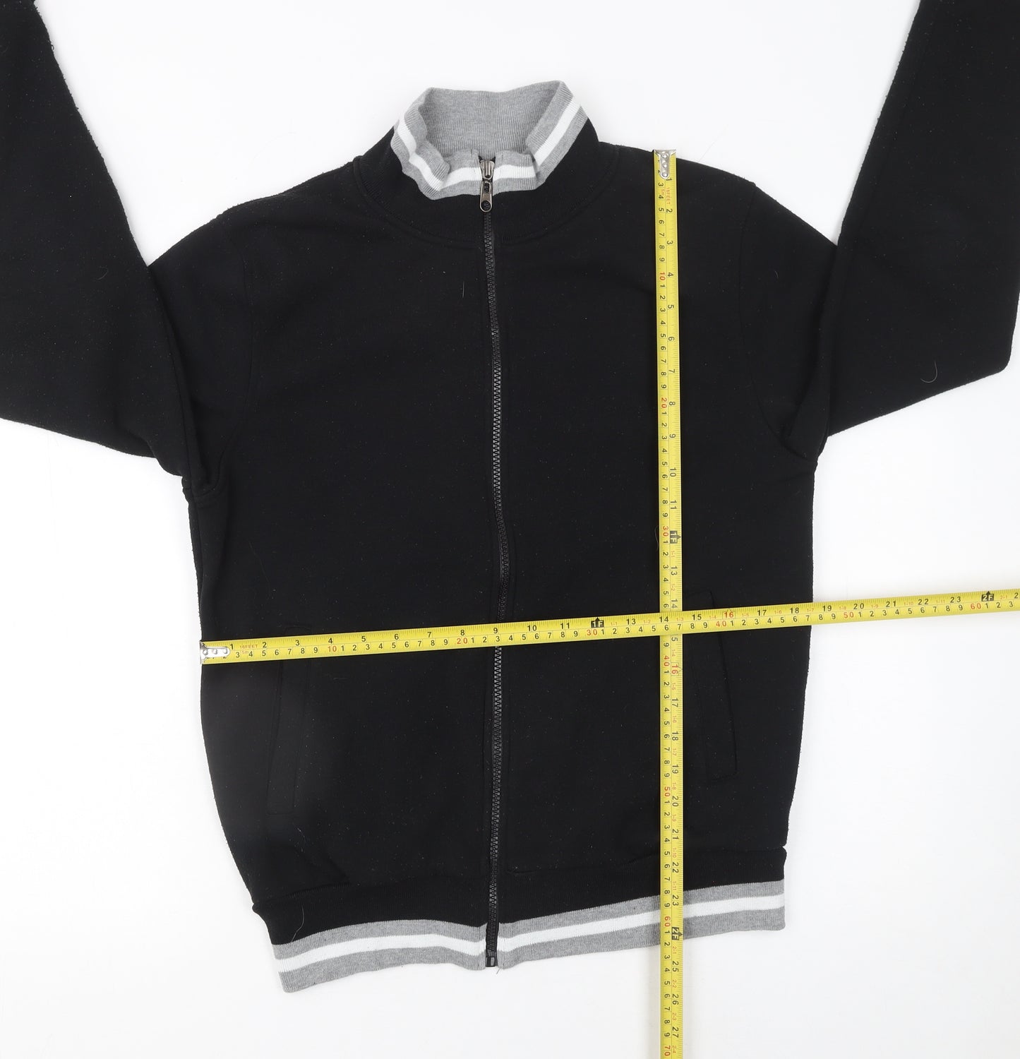 KOMBLEN Mens Black Medium Varsity Jacket Full Zip Cotton Blend