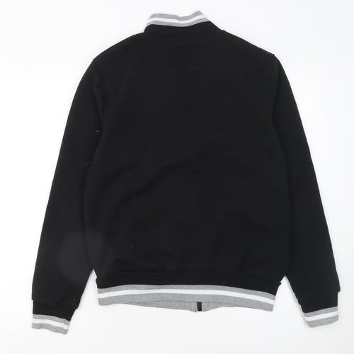 KOMBLEN Mens Black Medium Varsity Jacket Full Zip Cotton Blend
