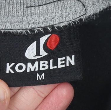 KOMBLEN Mens Black Medium Varsity Jacket Full Zip Cotton Blend