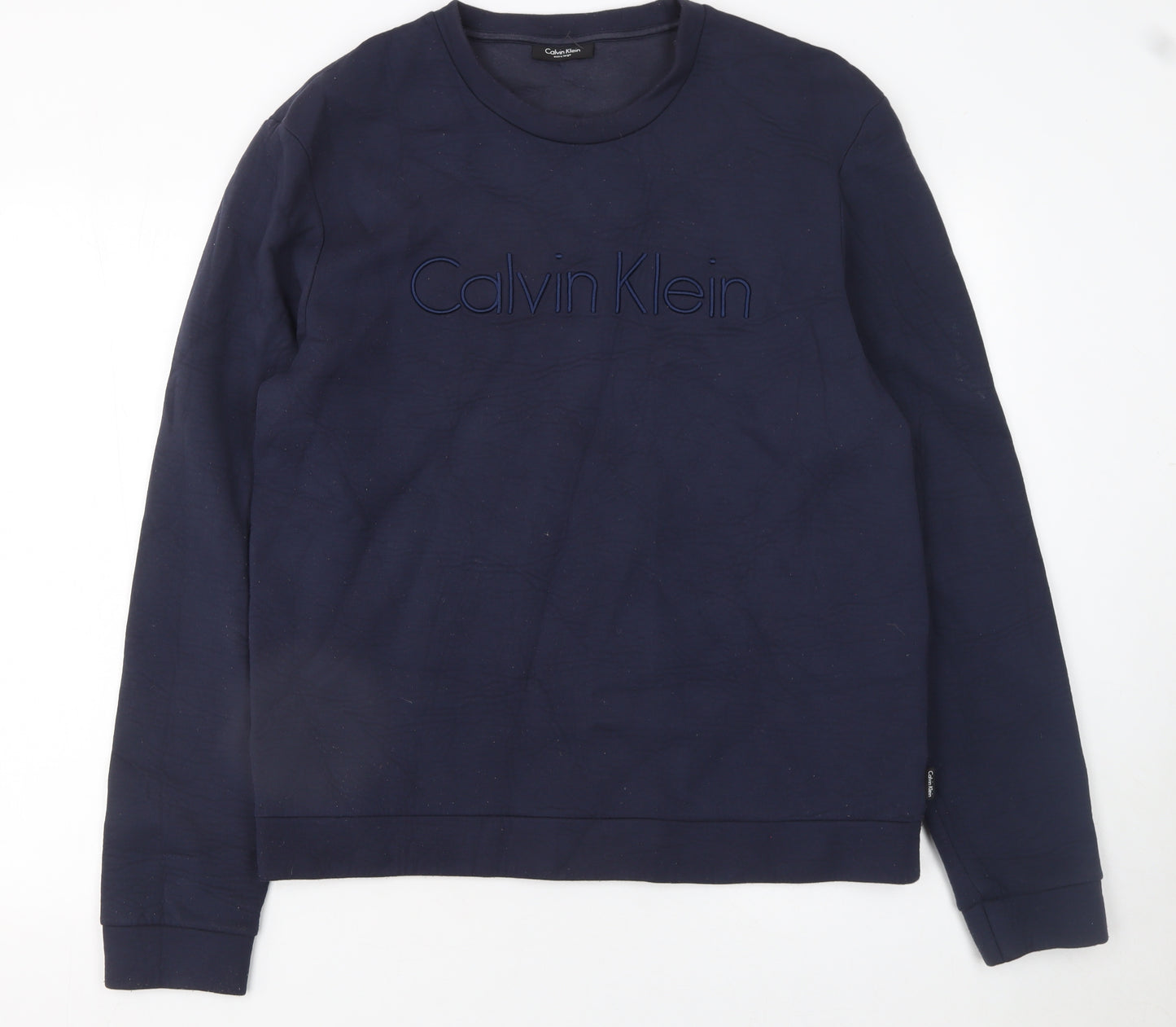 Calvin Klein Men Blue XL Pullover Sweatshirt Embroidered Logo