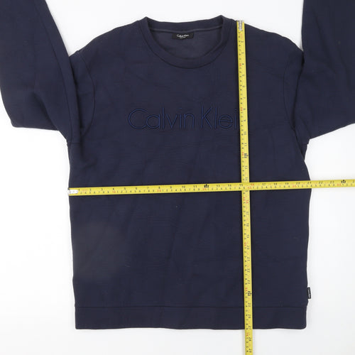 Calvin Klein Men Blue XL Pullover Sweatshirt Embroidered Logo