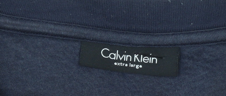 Calvin Klein Men Blue XL Pullover Sweatshirt Embroidered Logo