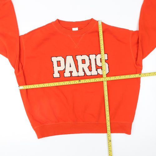H&M Womens Orange Paris Graphic Pullover Sweatshirt M UK 12