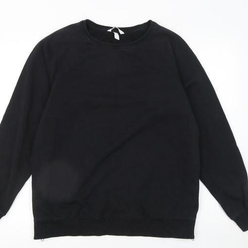 H&M Mama Women's Black Maternity Sweatshirt Size 12 Cotton Blend Zip Detail