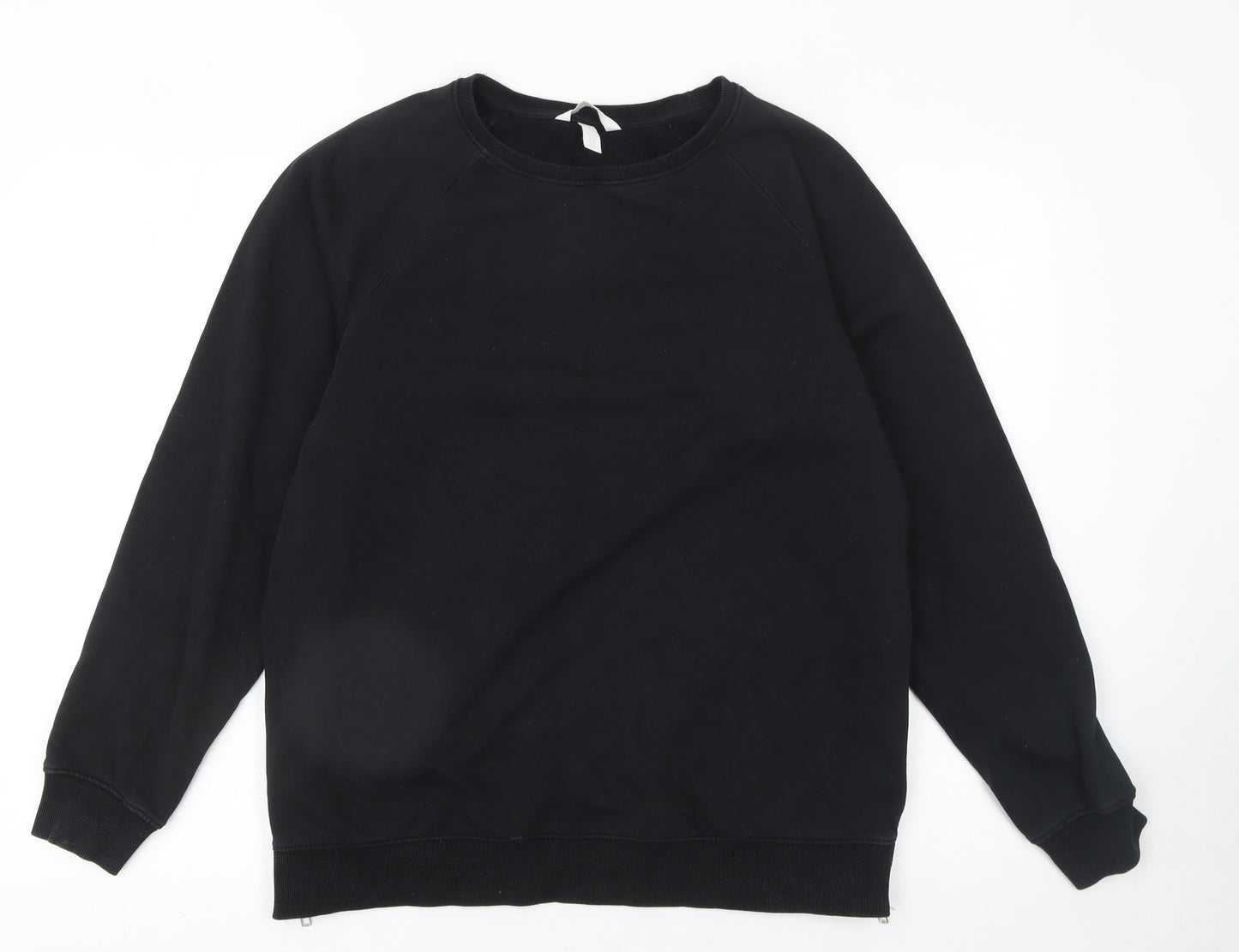 H&M Mama Women's Black Maternity Sweatshirt Size 12 Cotton Blend Zip Detail