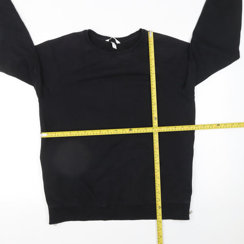 H&M Mama Women's Black Maternity Sweatshirt Size 12 Cotton Blend Zip Detail