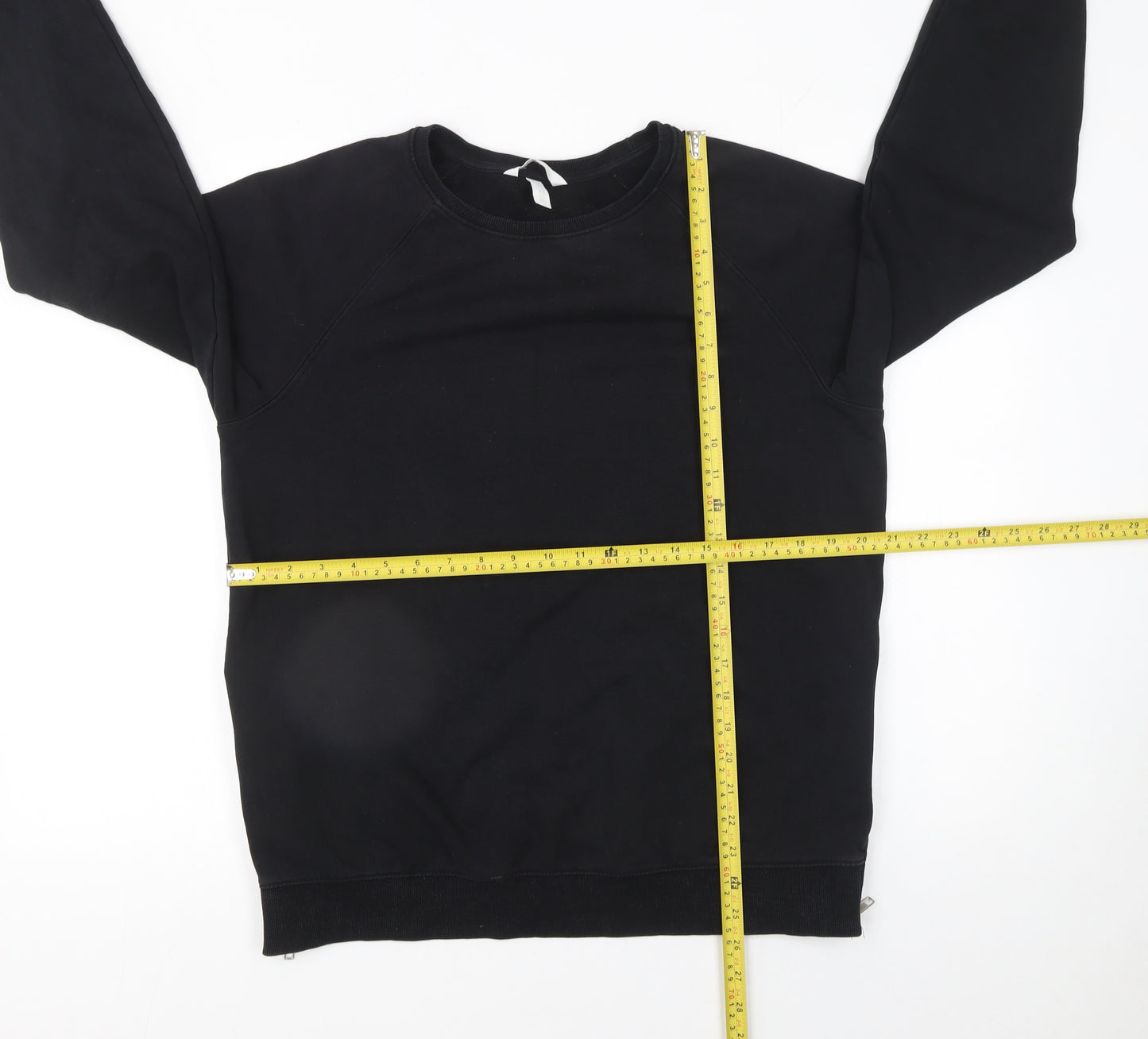 H&M Mama Women's Black Maternity Sweatshirt Size 12 Cotton Blend Zip Detail