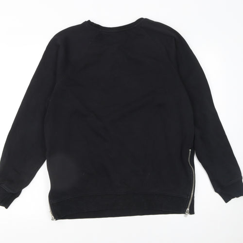 H&M Mama Women's Black Maternity Sweatshirt Size 12 Cotton Blend Zip Detail
