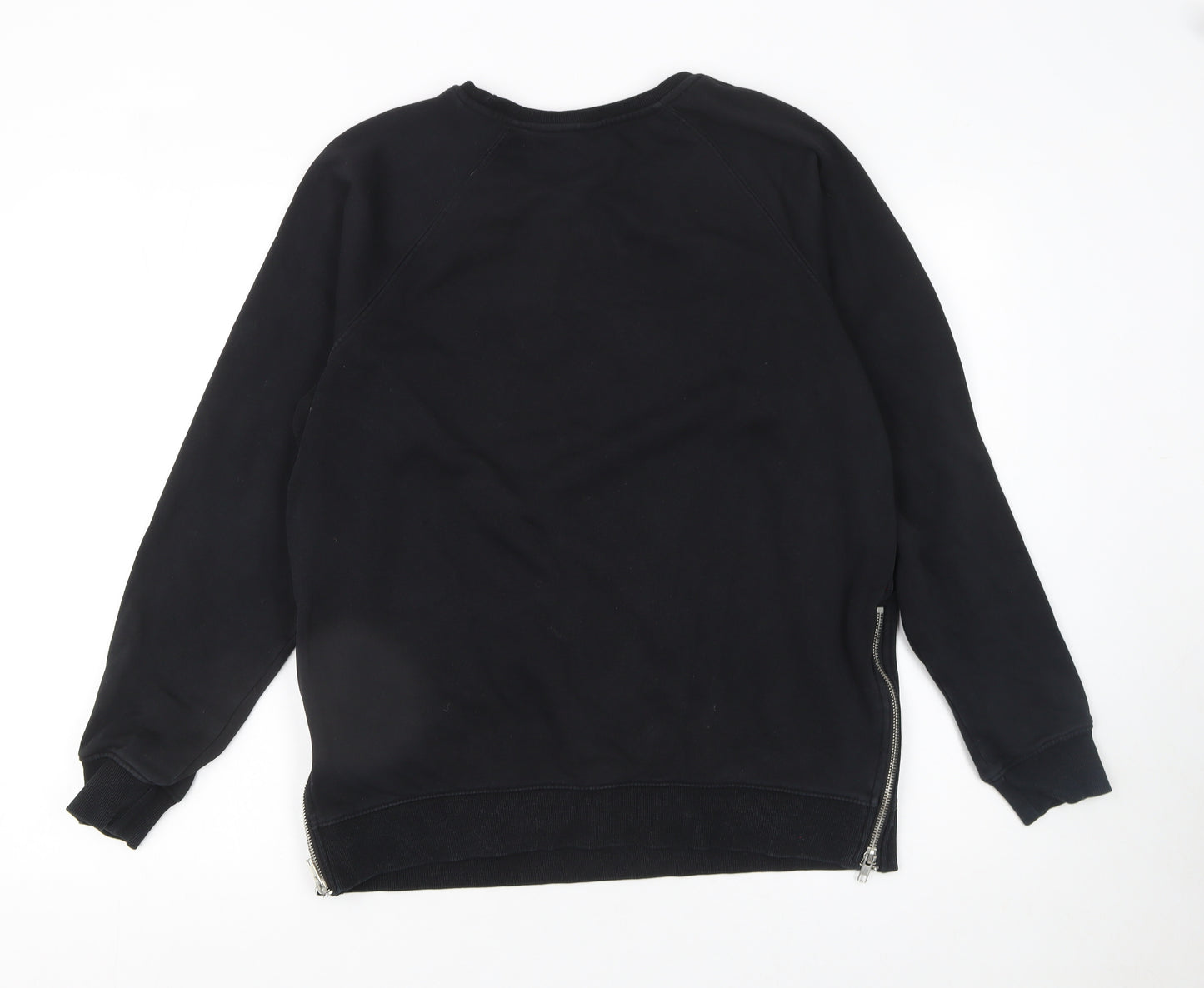 H&M Mama Women's Black Maternity Sweatshirt Size 12 Cotton Blend Zip Detail