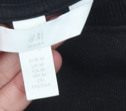 H&M Mama Women's Black Maternity Sweatshirt Size 12 Cotton Blend Zip Detail