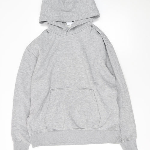 Zara Women Grey Pullover Hoodie L Cotton Blend Casual Warm