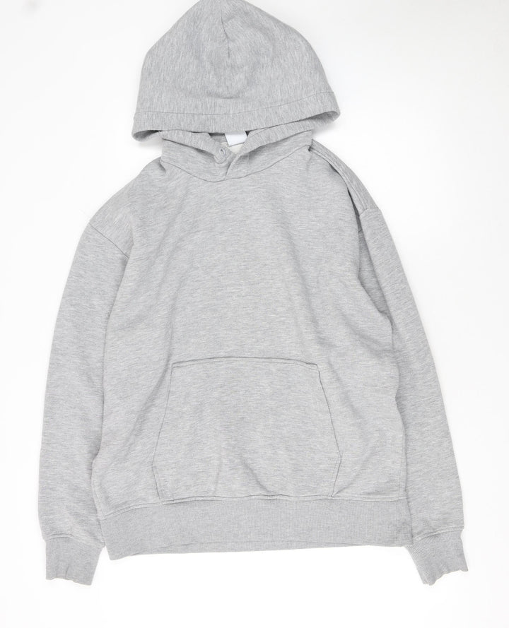 Zara Women Grey Pullover Hoodie L Cotton Blend Casual Warm
