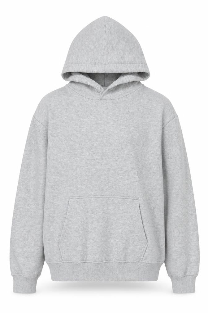 Front view of Zara Women Grey Pullover Hoodie L Cotton Blend Casual Warm