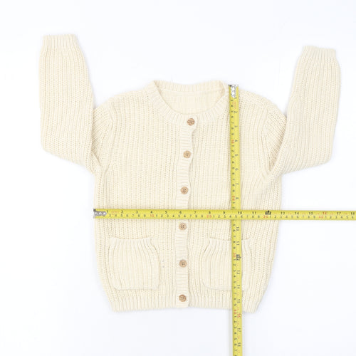 George Girls Ivory Button-Up Cotton Acrylic Cardigan 5-6 Years
