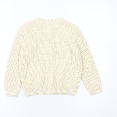 George Girls Ivory Button-Up Cotton Acrylic Cardigan 5-6 Years
