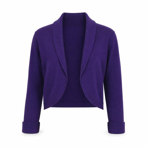 Phase Eight Women Purple Knit Cropped Cardigan Size 10