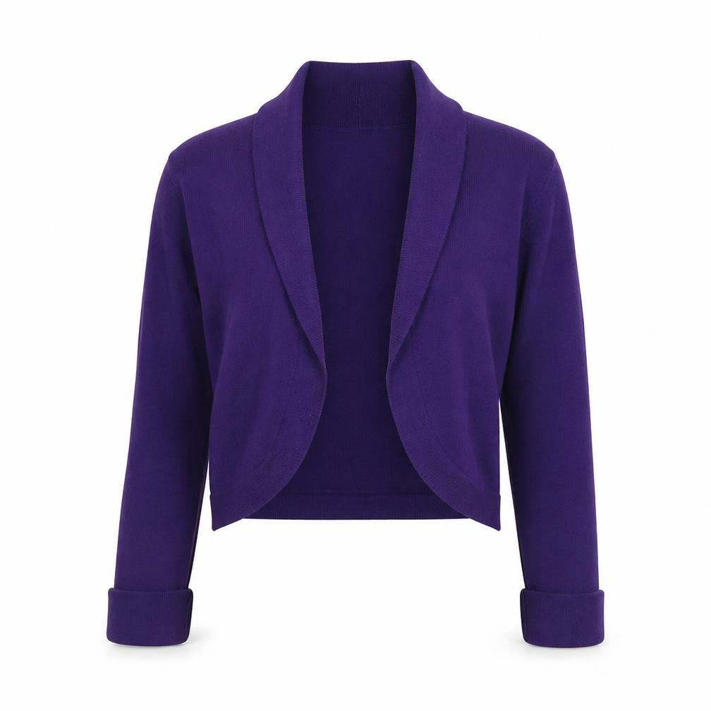Phase Eight Women Purple Knit Cropped Cardigan Size 10