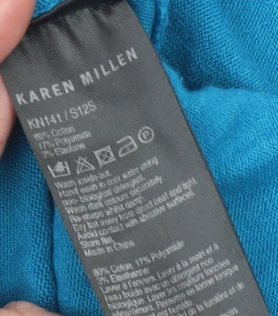 Karen Millen Women's Blue V-Neck Belted Cardigan Size 10