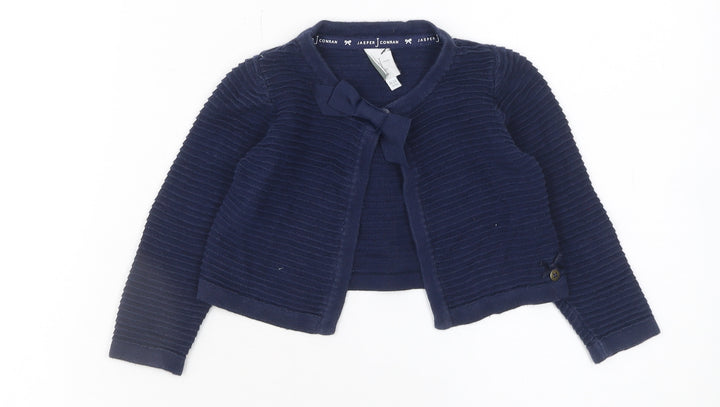 Jasper Conran Girls Blue Cotton Bow Knit Cardigan 18-24 Months