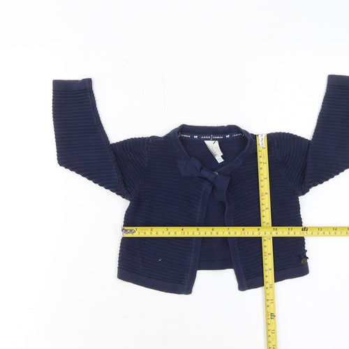 Jasper Conran Girls Blue Cotton Bow Knit Cardigan 18-24 Months