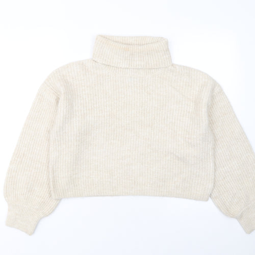 915 Girls Beige Acrylic Blend Roll Neck Jumper Age 12-13 Years