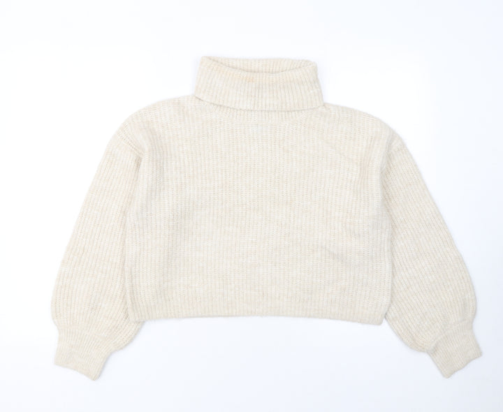 915 Girls Beige Acrylic Blend Roll Neck Jumper Age 12-13 Years
