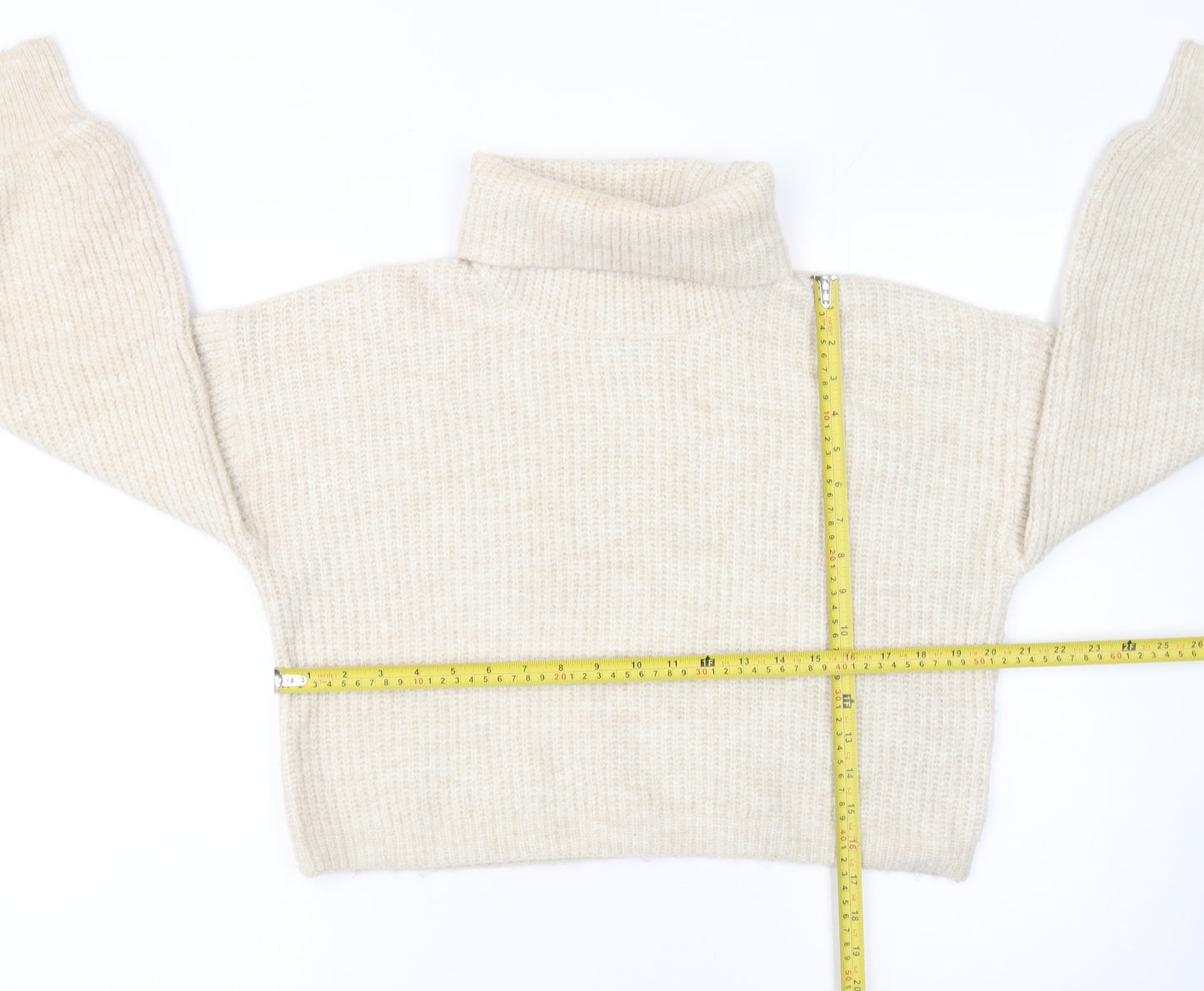 915 Girls Beige Acrylic Blend Roll Neck Jumper Age 12-13 Years
