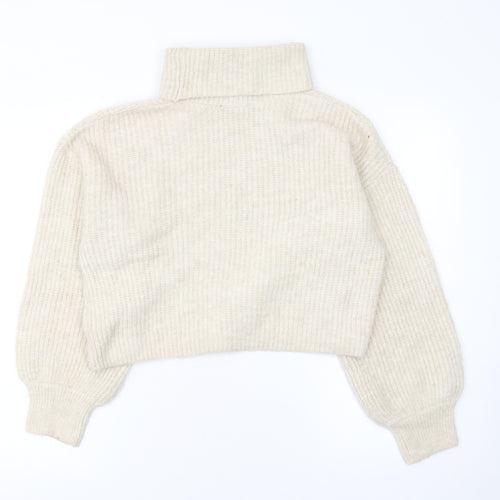 915 Girls Beige Acrylic Blend Roll Neck Jumper Age 12-13 Years