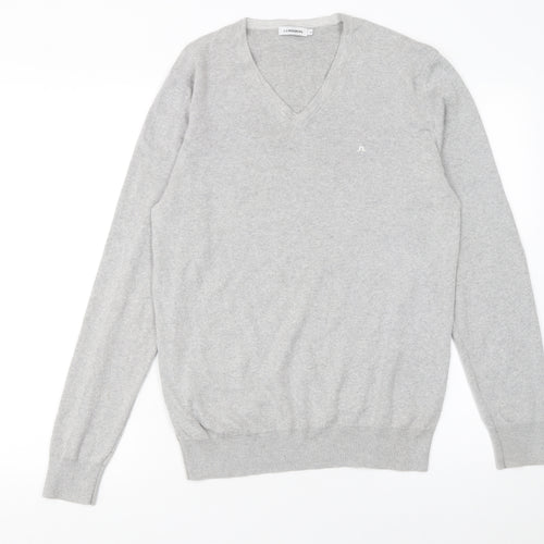 J.Lindeberg Men’s Grey V-Neck Cashmere Jumper Size M