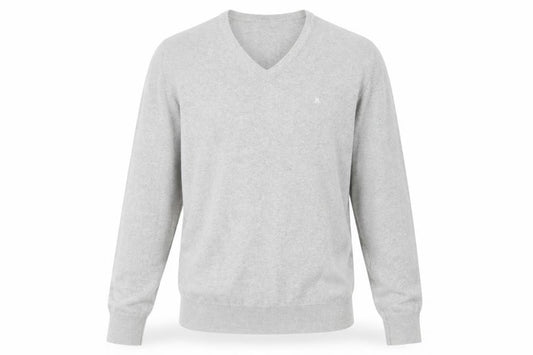 Front view of J.Lindeberg Men’s Grey V-Neck Cashmere Jumper, size M