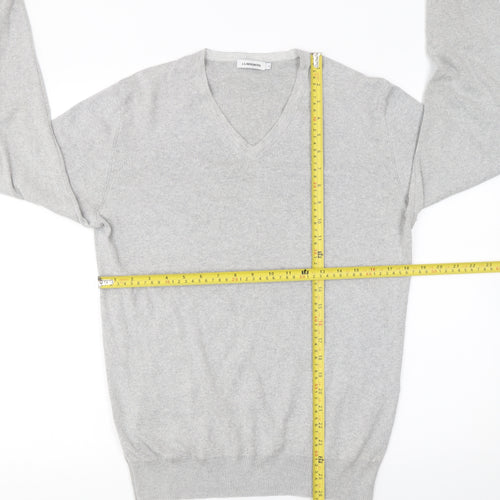J.Lindeberg Men’s Grey V-Neck Cashmere Jumper Size M