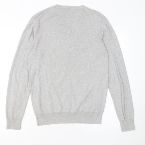 J.Lindeberg Men’s Grey V-Neck Cashmere Jumper Size M