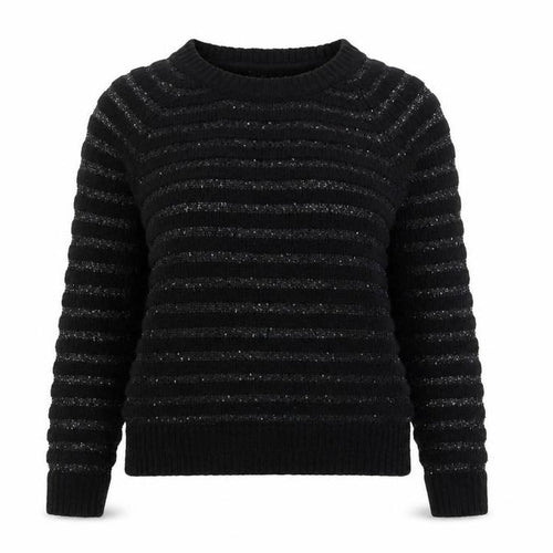 Love Knitwear Women's Black Sequin Striped Jumper Size 12
