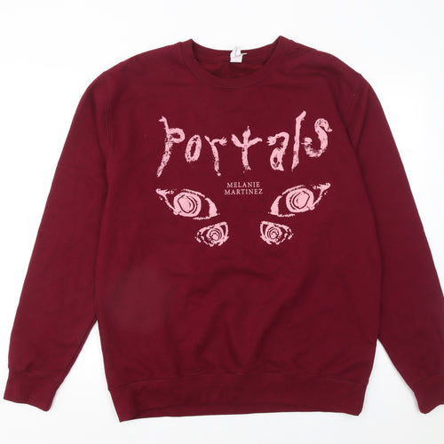 JustHoods AWDis Womens Burgundy Portals Sweatshirt Size L Cotton Blend