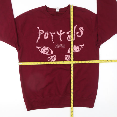 JustHoods AWDis Womens Burgundy Portals Sweatshirt Size L Cotton Blend