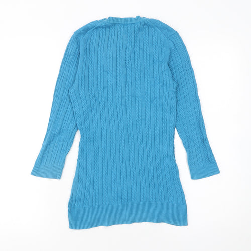 Croft & Barrow Women’s Blue Cable-Knit Cotton Henley Jumper Size S