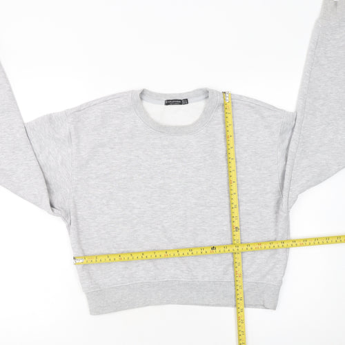 Stradivarius Women Grey Cotton Blend Pullover Sweatshirt M