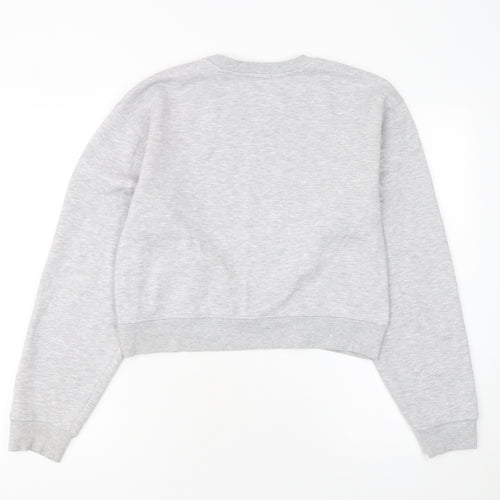 Stradivarius Women Grey Cotton Blend Pullover Sweatshirt M
