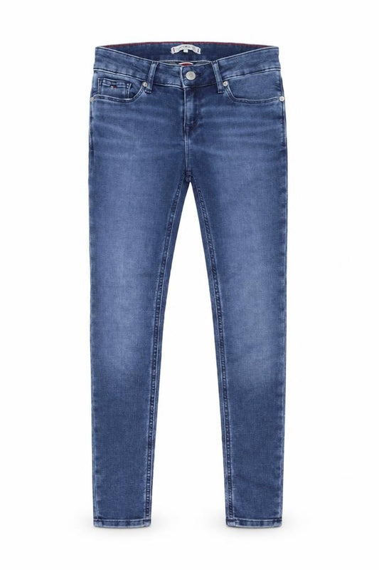 Front view of Tommy Hilfiger boys’ blue skinny jeans, size 164 slim, fit denim