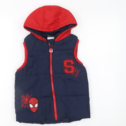 Marvel Boys Blue Spider-Man Hooded Padded Bodywarmer 7-8 Years
