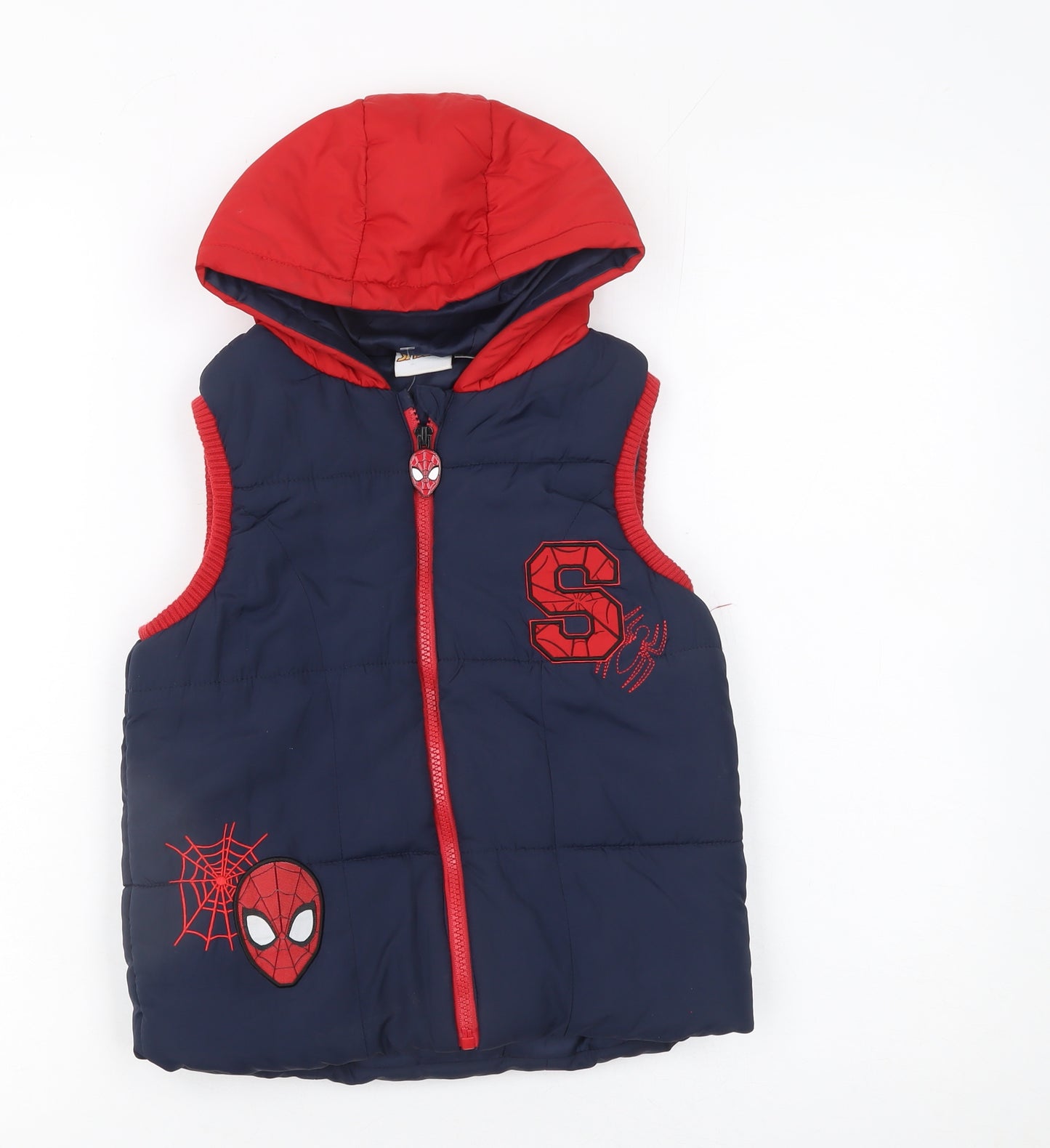 Marvel Boys Blue Spider-Man Hooded Padded Bodywarmer 7-8 Years