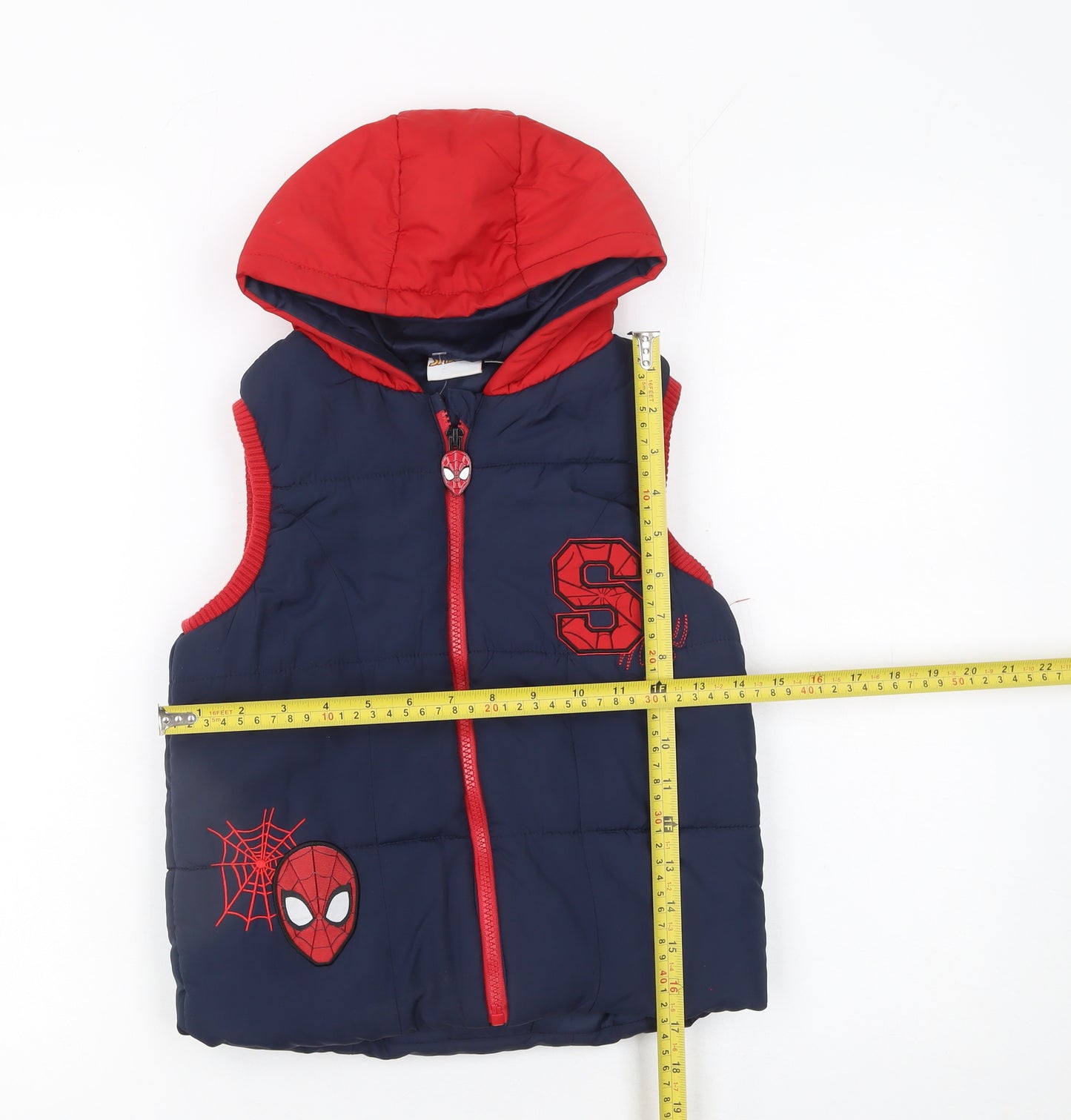 Marvel Boys Blue Spider-Man Hooded Padded Bodywarmer 7-8 Years